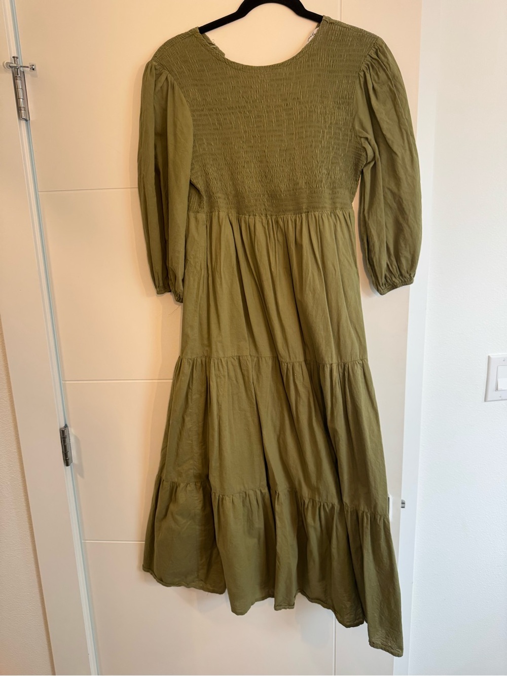 Petal & Pup Olive Green Smocked Maxi Dress